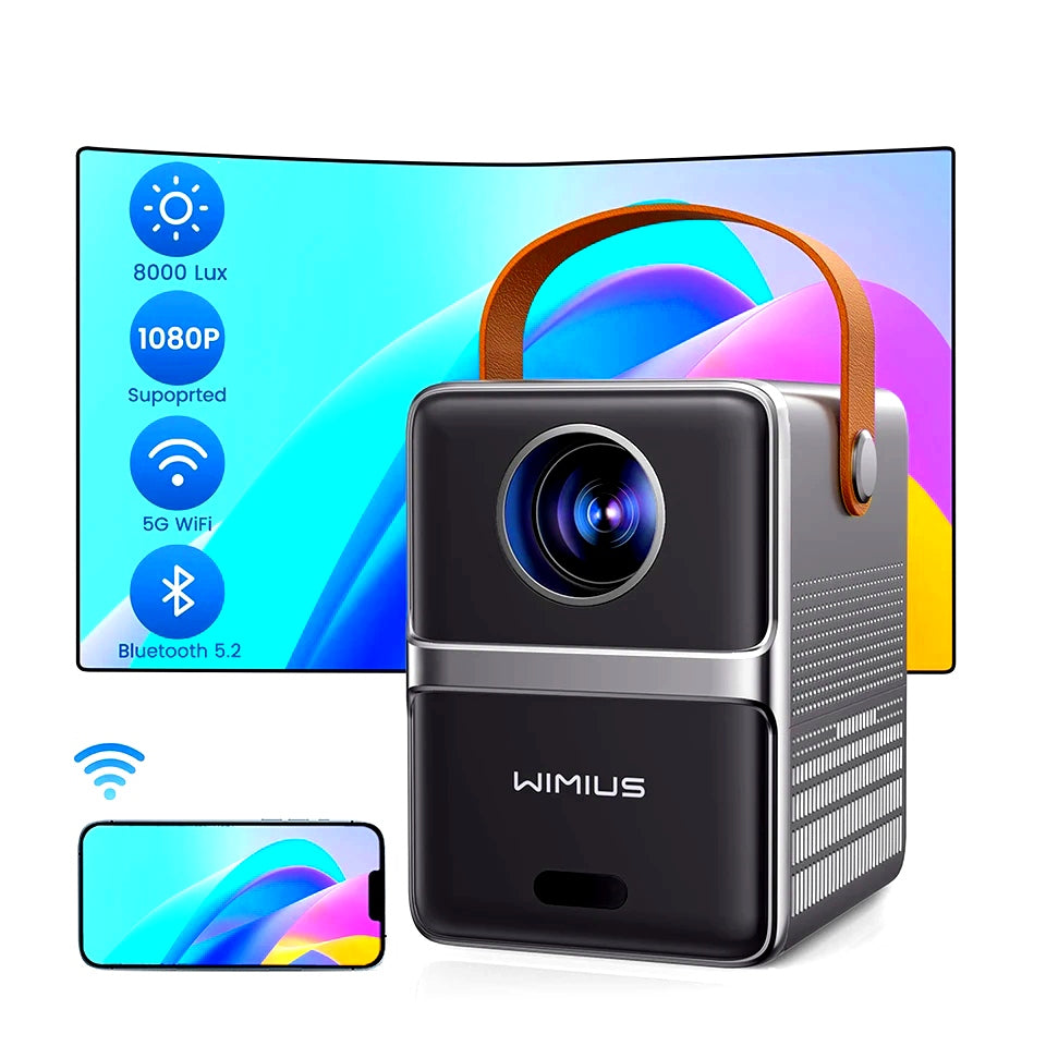 Mini Proyector con 5GWifi y Bluetooth, Wimius 1080P, Pantalla de